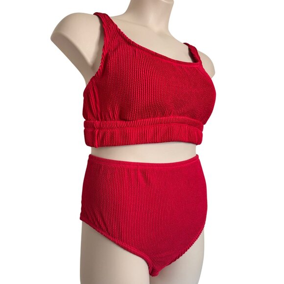 Kona Sol Ribbed 2 Piece Swimsuit Size 1X Pink 17/18 Padded NWT Adjustable Strap - Picture 5 of 14
